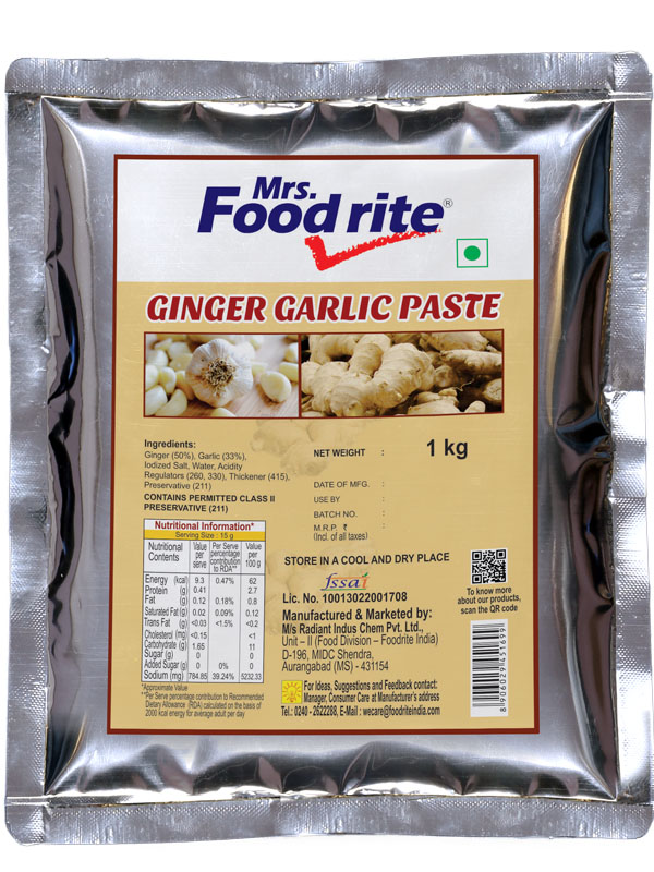 Mrs. Foodrite Ginger And Garlic Paste (1 kg)