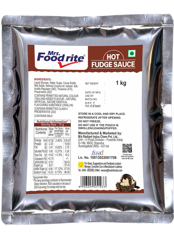 Mrs. Foodrite Hot Fudge Sauce (1 Kg)